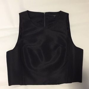 Tibi Black silk cropped sleeveless top
